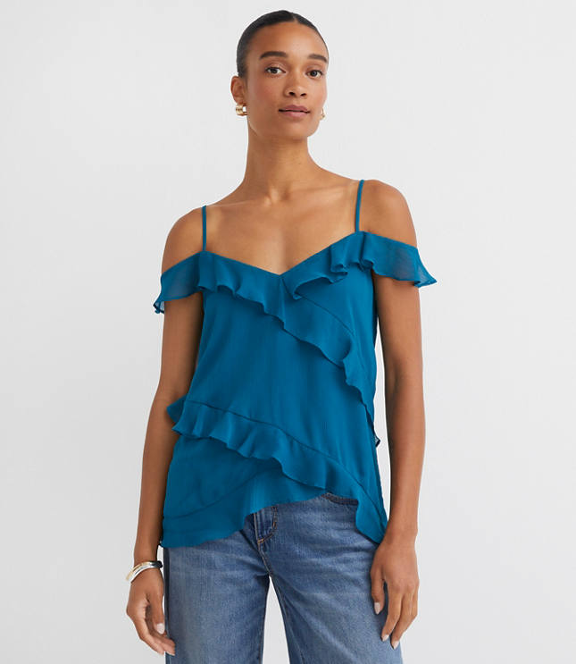Petite Ruffle Off The Shoulder Cami
