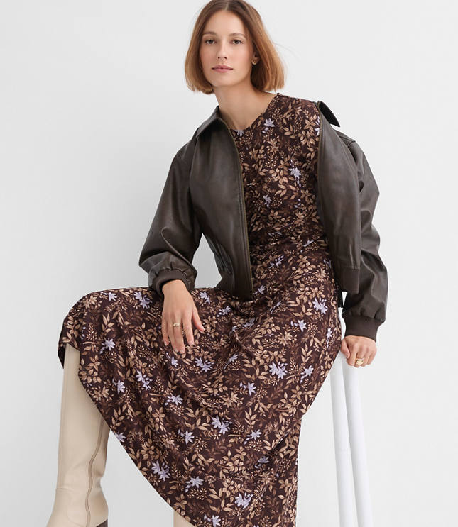 Tall Garden Ruched Bodice Midi Dress