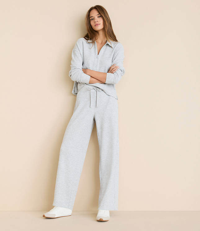 Petite Lou & Grey Heathered Upstate Waffle Wide Leg Pants