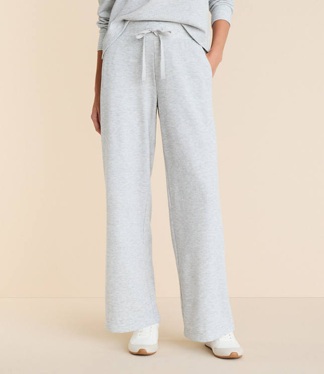 Petite Lou & Grey Heathered Upstate Waffle Wide Leg Pants