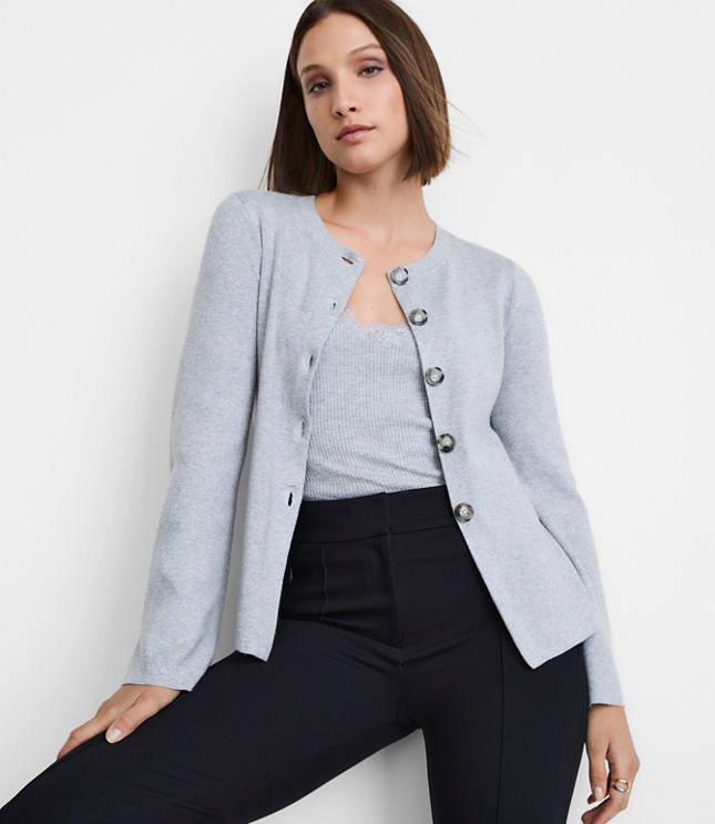 LOFT Versa Heathered Front Split Cardigan