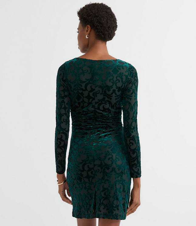 Mosaic Velvet Ruched Mini Dress