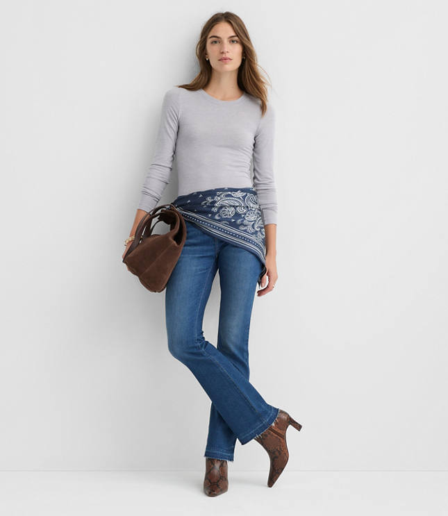 Petite Sweater Knit Long Sleeve Tee