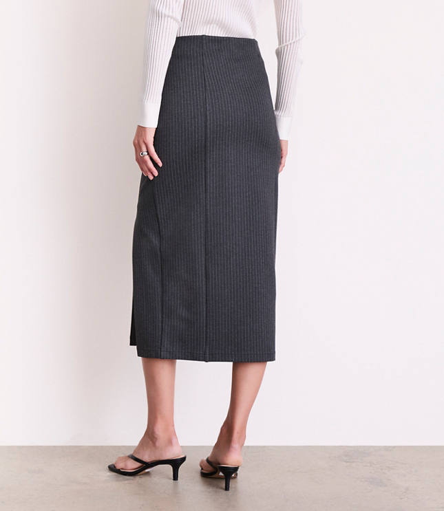 Petite LOFT Versa Ponte Column Skirt in Pinstripe