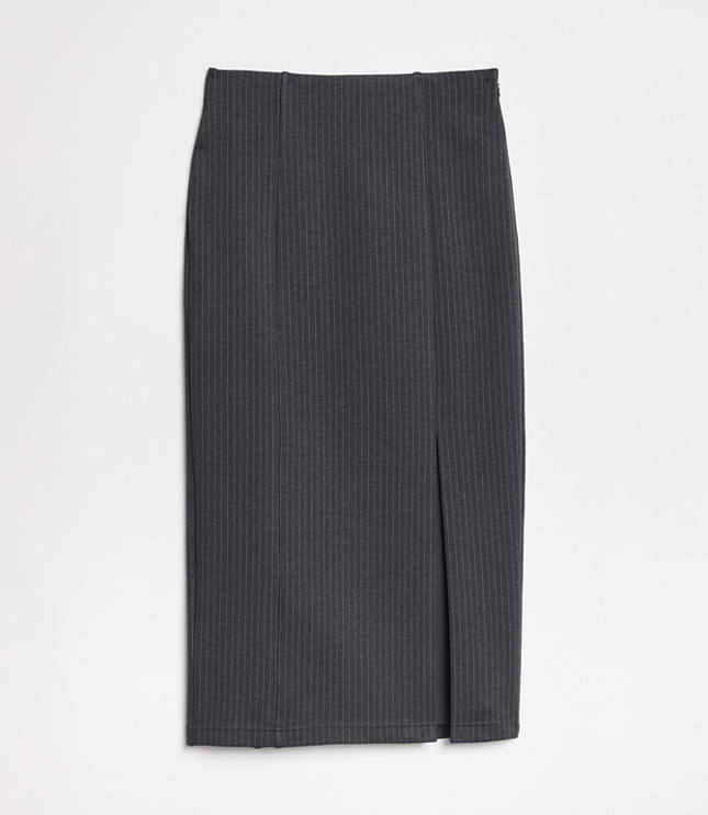 Petite LOFT Versa Ponte Column Skirt in Pinstripe