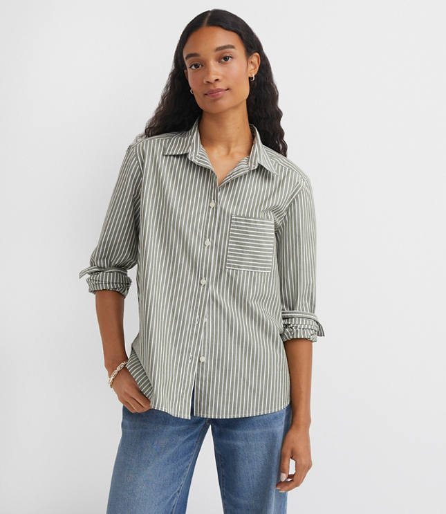 Striped Poplin Everyday Relaxed Pocket Shirt
