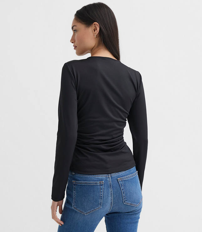 Petite Bow Tie Ruched Top