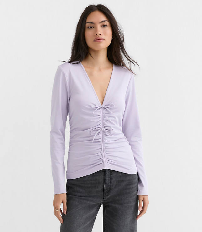 Petite Bow Tie Ruched Top