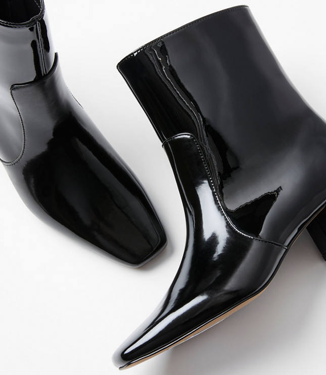 Patent Block Heel Booties