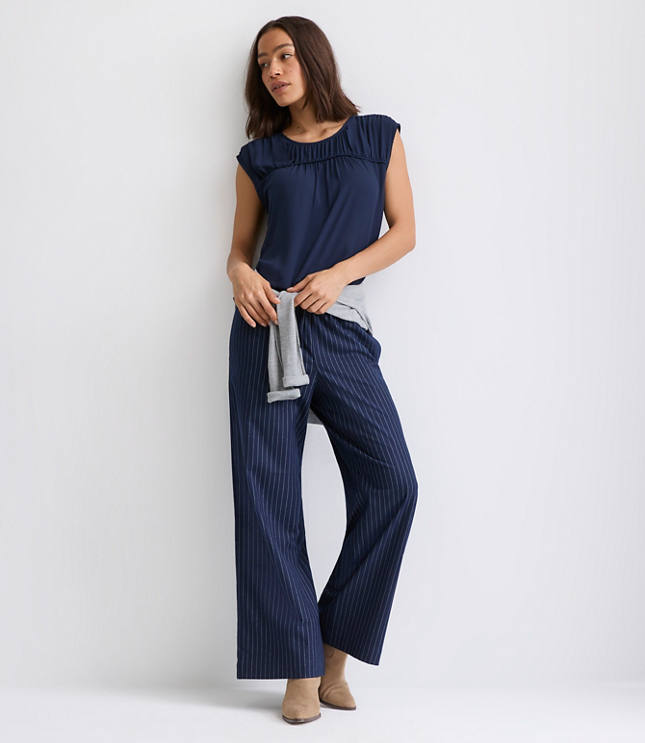 Cap Sleeve Mixed Media Blouse