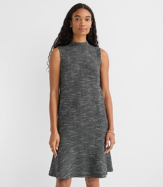 Petite Heathered Jacquard Mini Flounce Dress