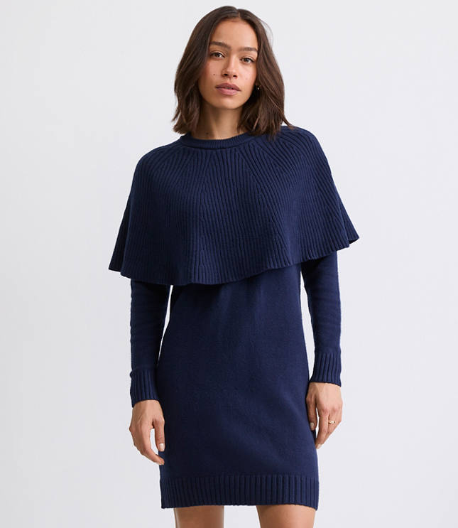 Petite Cape Mini Sweater Dress