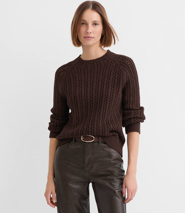 Petite Stitchy Raglan Sweater