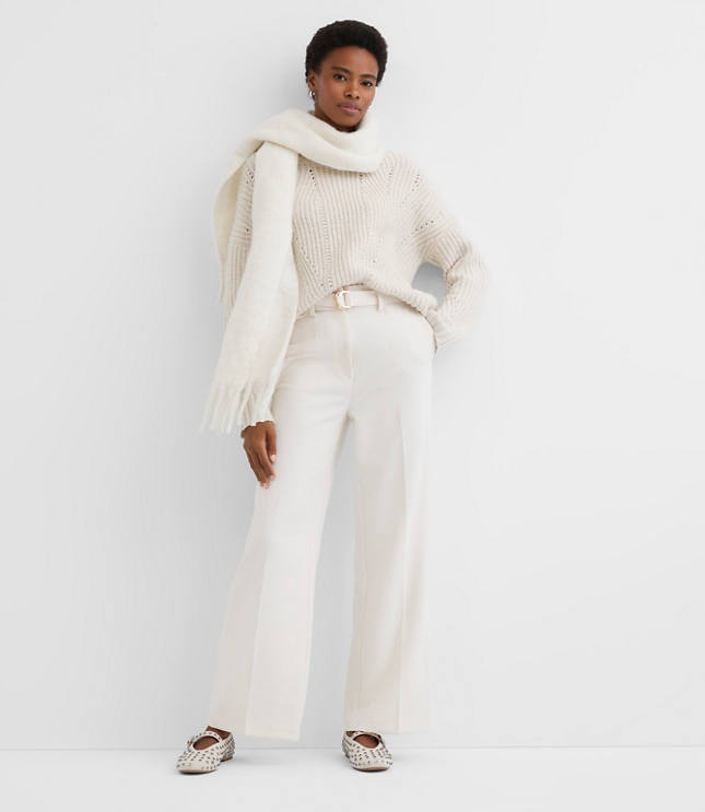 Sequin Pointelle Ribbed Relaxed Sweater