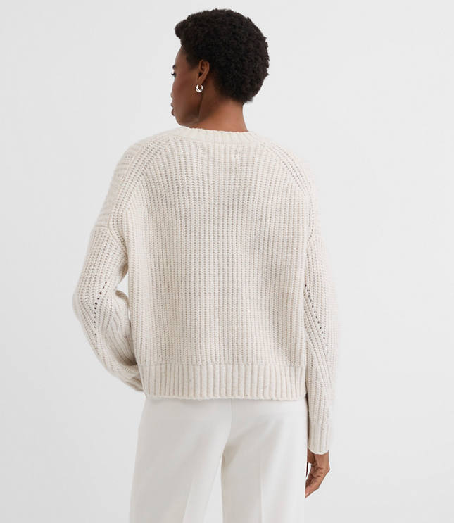 Sequin Pointelle Ribbed Relaxed Sweater