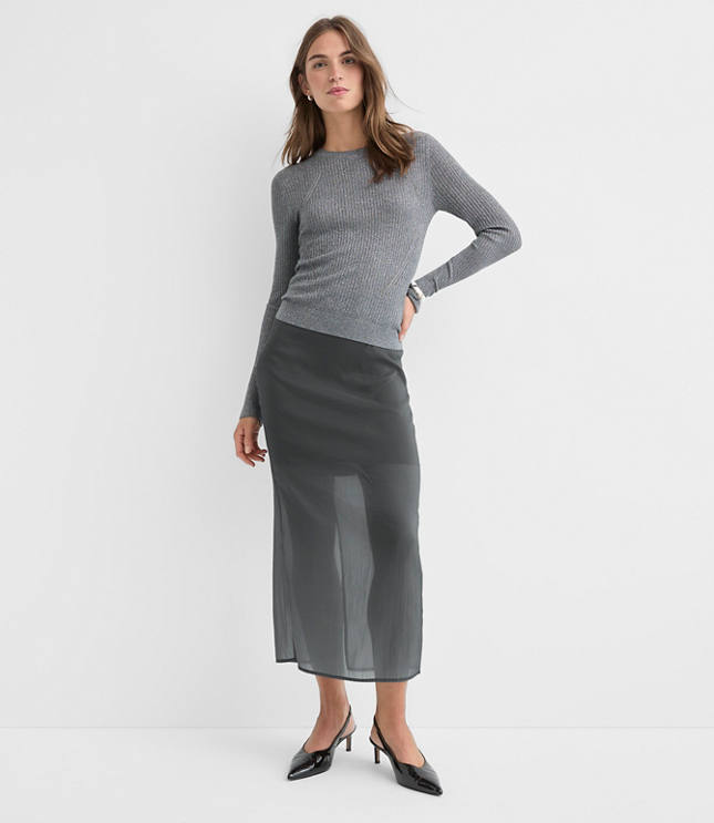Sheer Overlay Midi Skirt