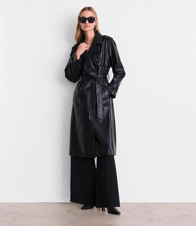 Petite LOFT Versa Faux Leather Trench Coat