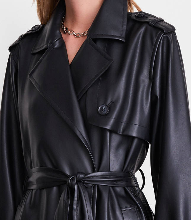 Petite LOFT Versa Faux Leather Trench Coat