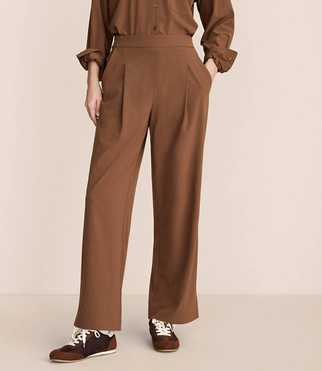 Lou & Grey Seersucker Wanderweave Wide Leg Trouser Pants