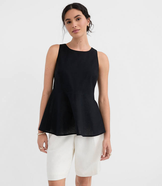 Linen Cotton Peplum Top