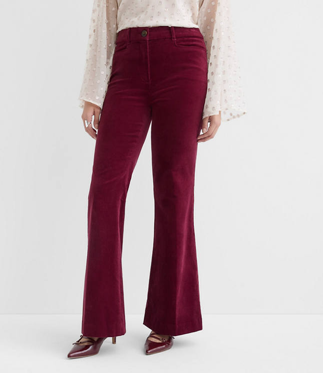 Curvy Slim Flare Pants in Stretch Velvet