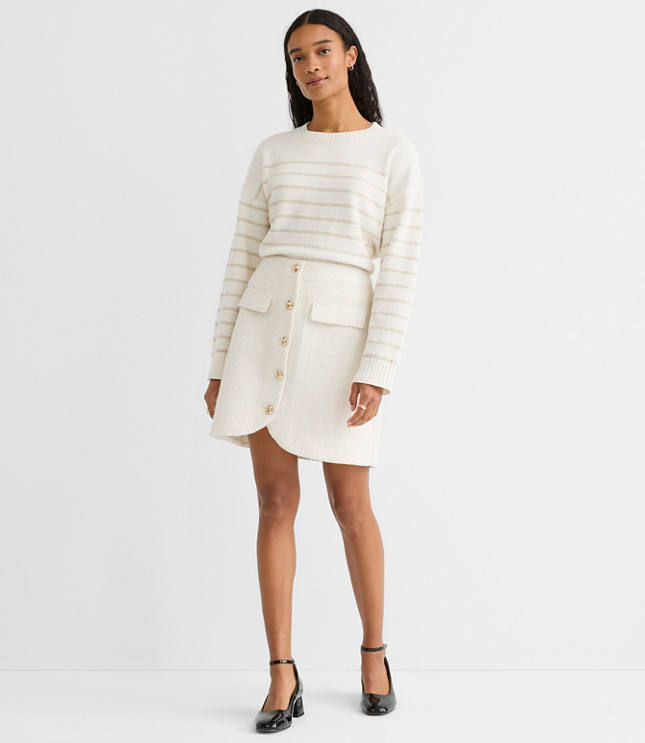 Petite Boucle Button Mini Skirt