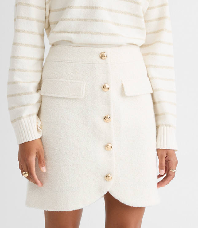 Petite Boucle Button Mini Skirt