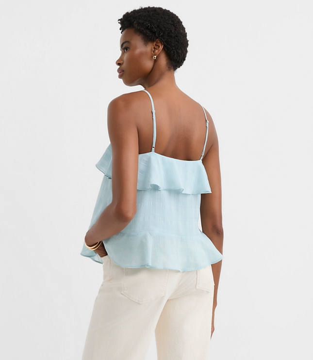 Textured Tie Back Ruffle Strappy Cami