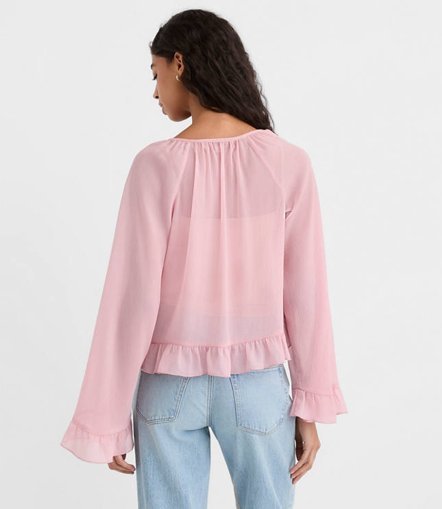 Ruffle Tie Neck Blouse