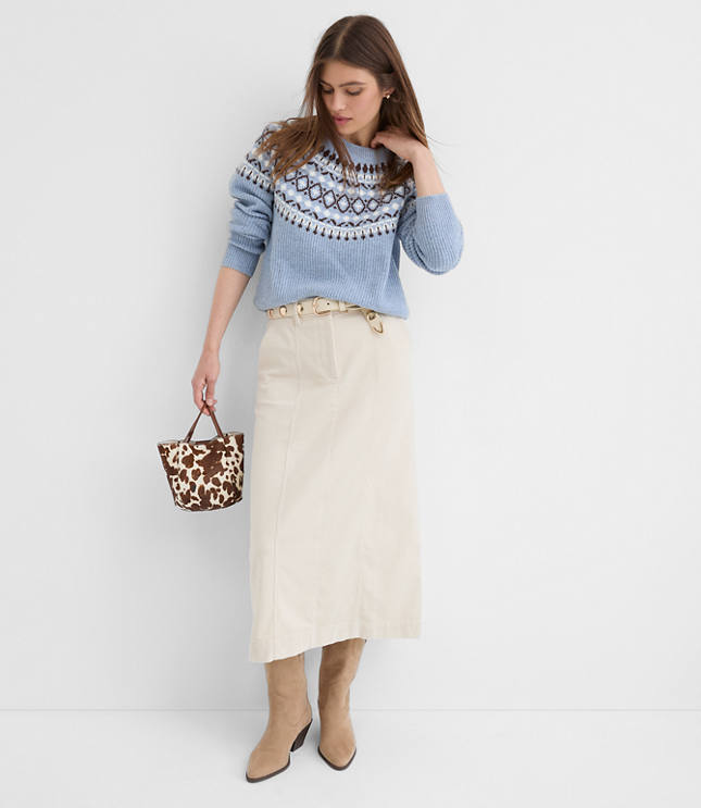 Petite Pintucked Corduroy Midi Pocket Skirt