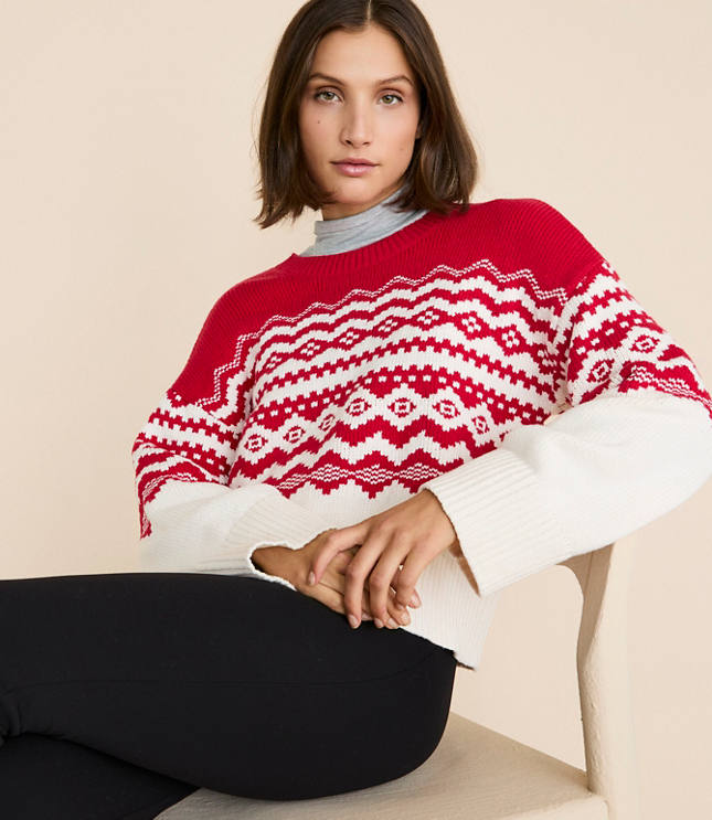 Lou & Grey Colorblock Fair Isle Sweater