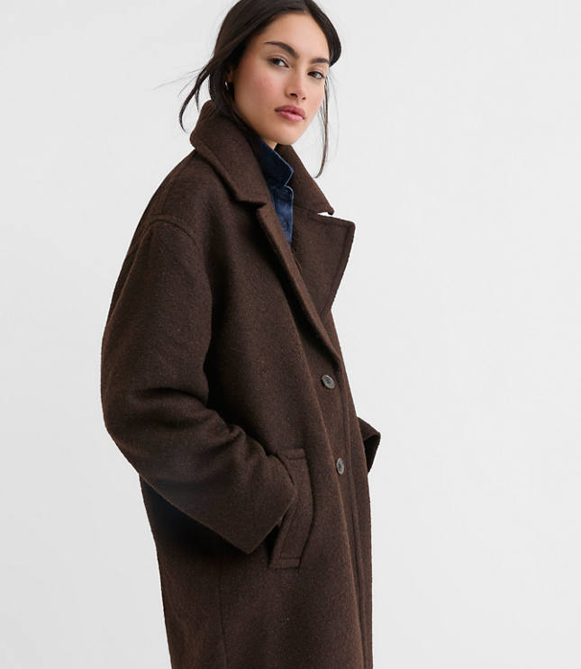 Petite Boucle Twill Cocoon Coat