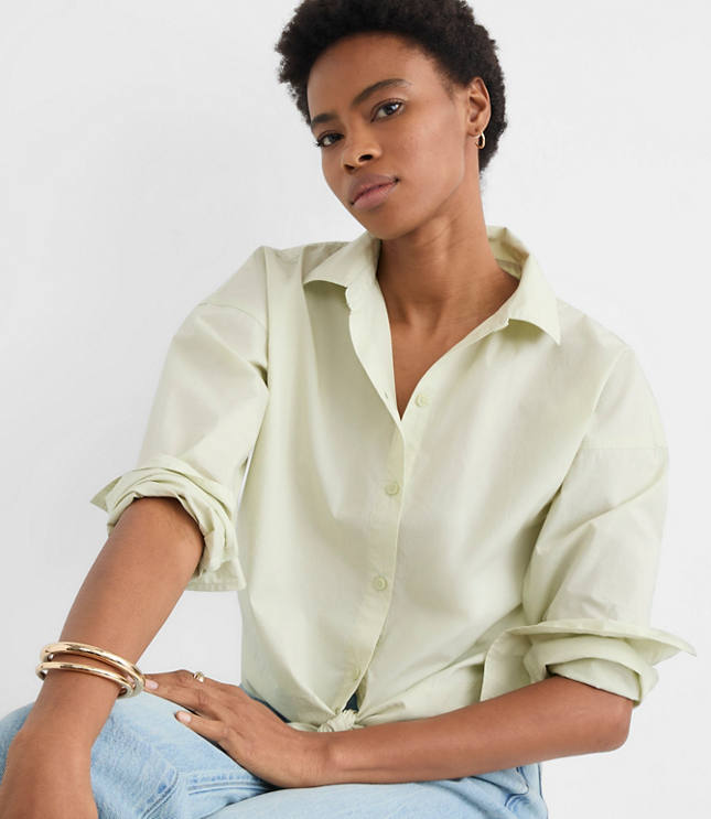 Poplin Tie Front Everyday Shirt