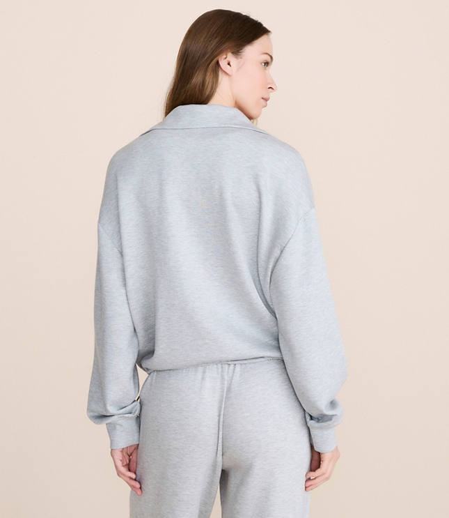 Lou & Grey Heathered Cinched Scubasoft Half Zip Top