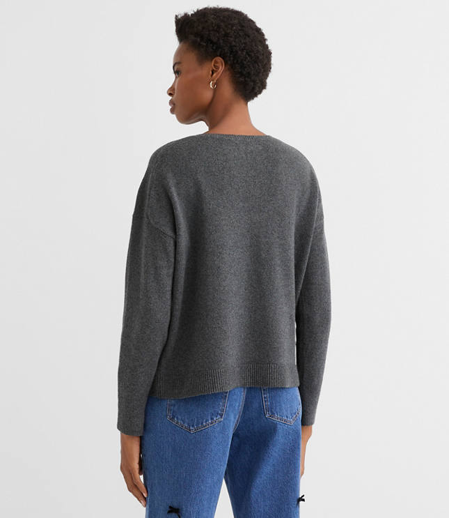 Lace Trim V-Neck Relaxed Everyday Sweater