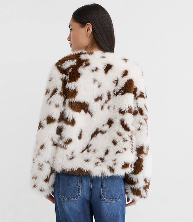 Petite Spotted Faux Shearling Jacket