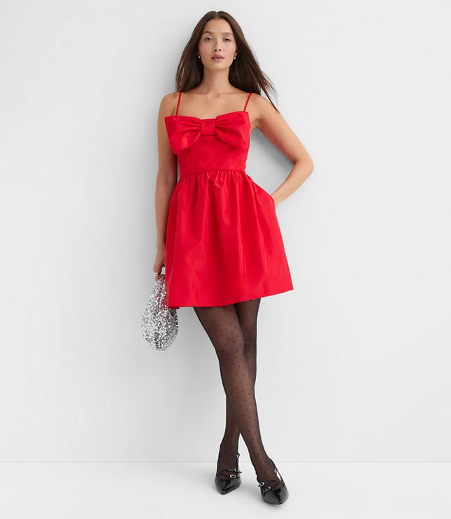Petite Bow Strappy Mini Pocket Dress