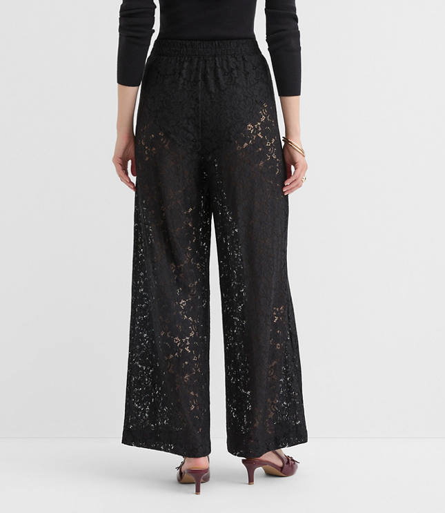 Pull On Wide Leg Pants in Lace