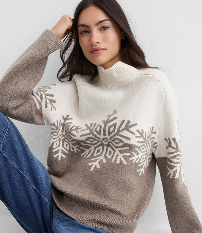 Snowflake Modern Mock Neck Sweater