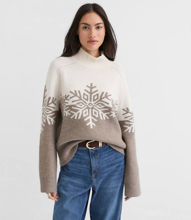 Snowflake Modern Mock Neck Sweater