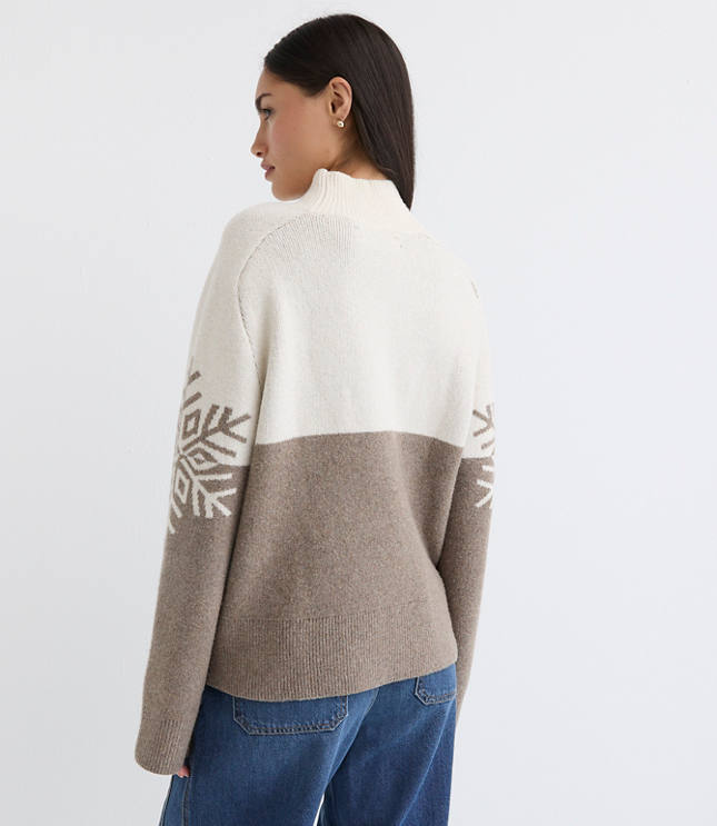 Snowflake Modern Mock Neck Sweater