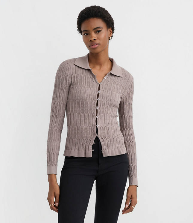 Smocked Ruffle Cardigan Top