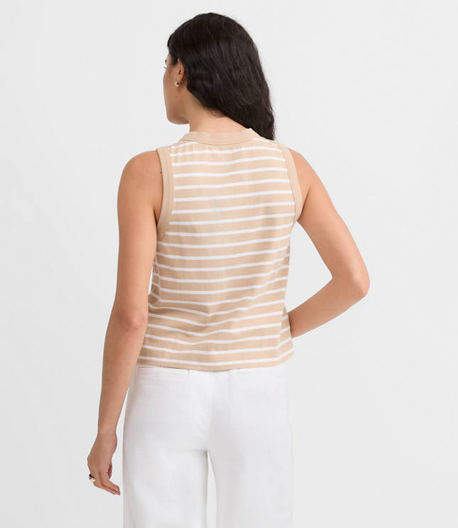 Striped V-Neck Cardigan Tank Top