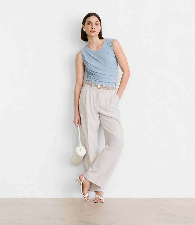 Petite LOFT Versa Mesh Ruched Tank Top