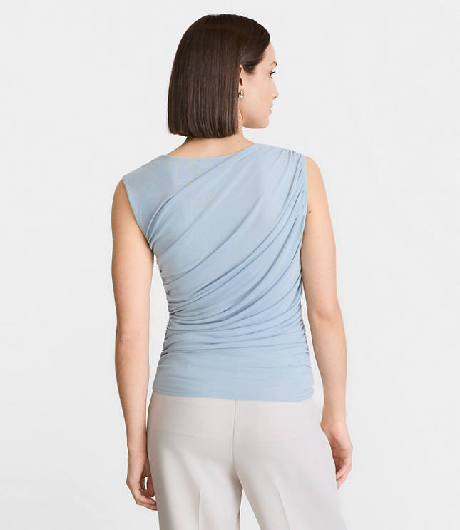 Petite LOFT Versa Mesh Ruched Tank Top