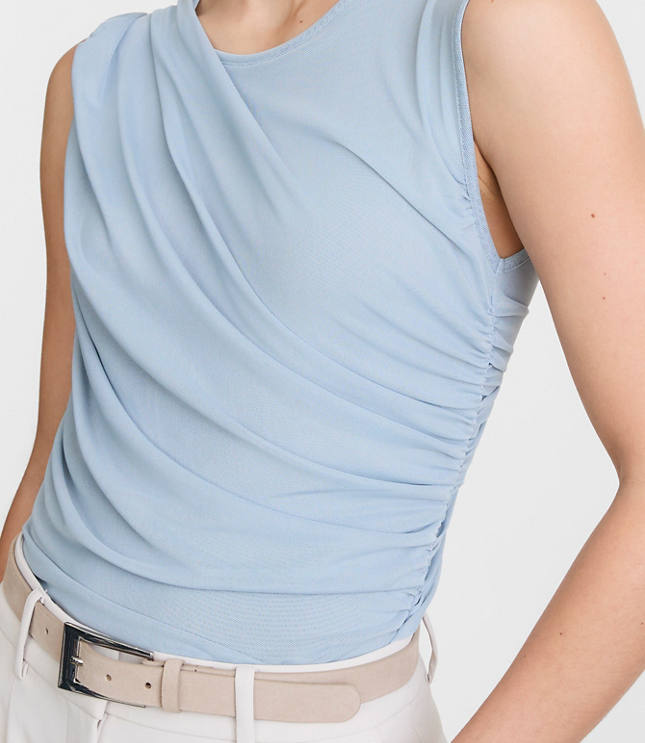 Petite LOFT Versa Mesh Ruched Tank Top