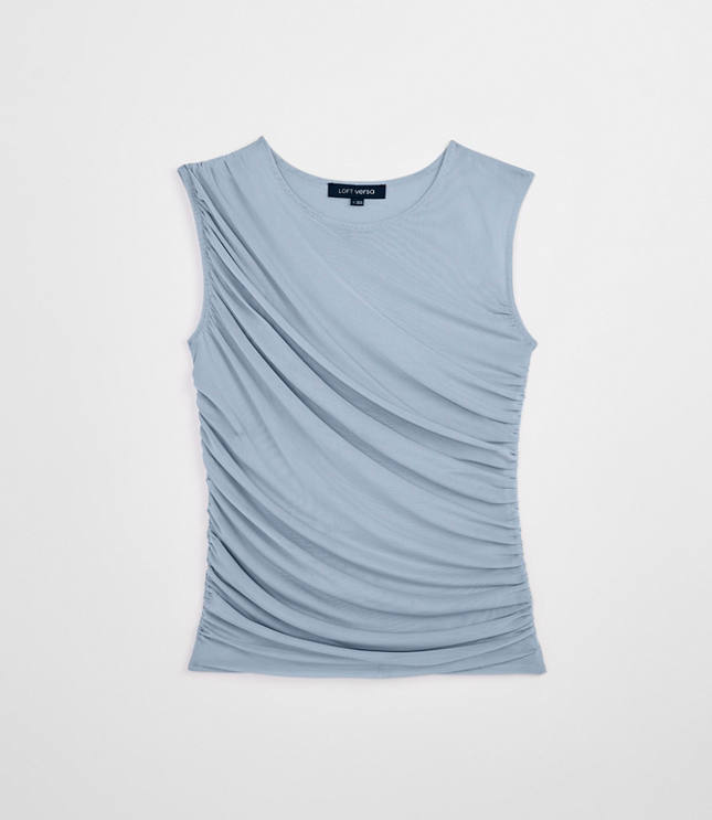 Petite LOFT Versa Mesh Ruched Tank Top