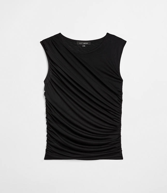 Petite LOFT Versa Mesh Ruched Tank Top