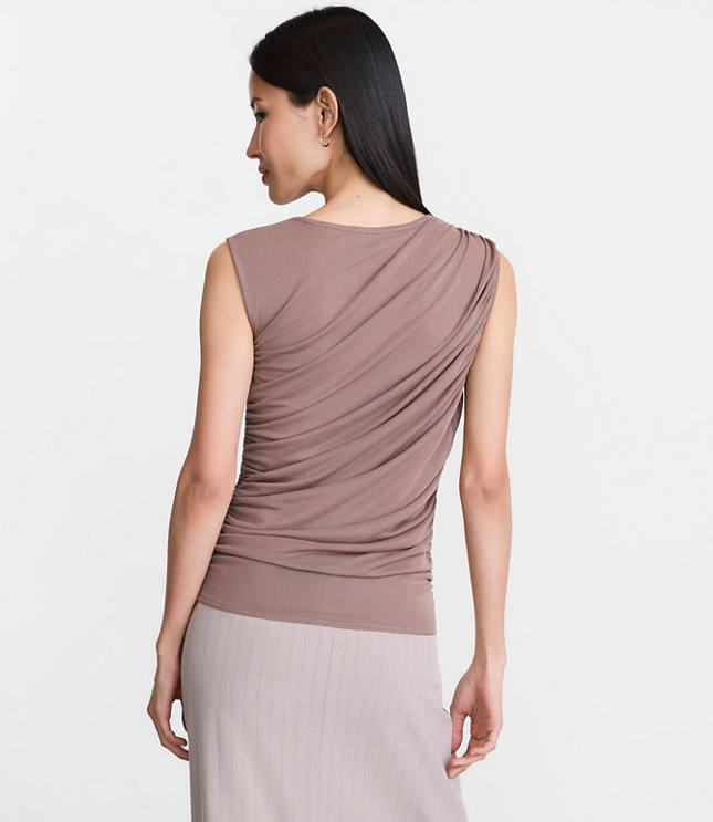 Petite LOFT Versa Mesh Ruched Tank Top