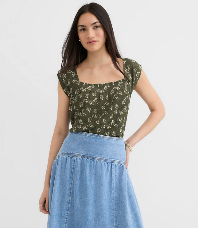 Floral Square Neck Top